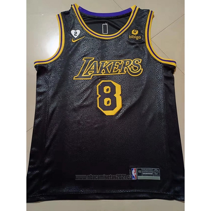 Camiseta Los Angeles Lakers Kobe Bryant #8 24 Black Mamba Negro